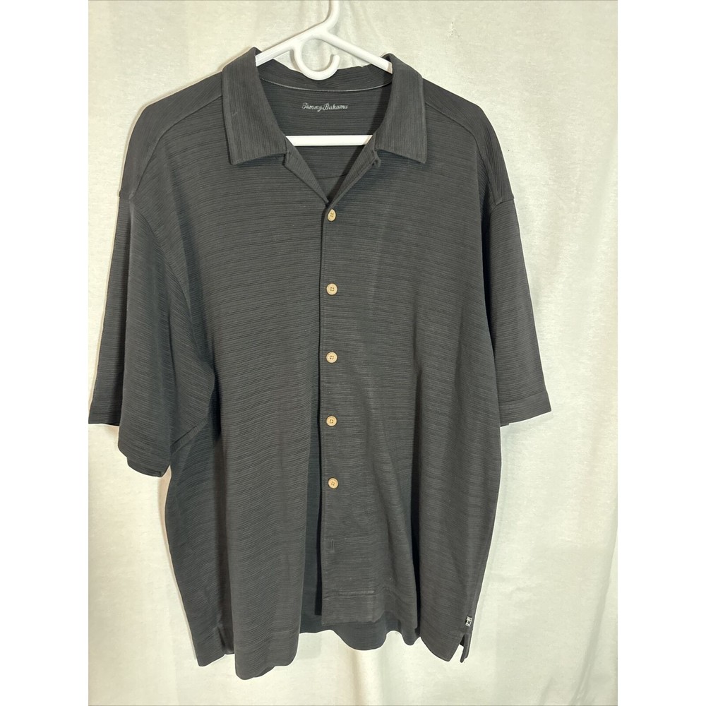 Men’s Tommy Bahama Textured Short Sleeve Button Up Shirt Silk Cotton Size Large